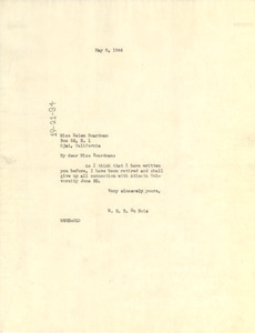 Letter from W. E. B. Du Bois to Helen Boardman