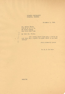 Letter from W. E. B. Du Bois to Walter White