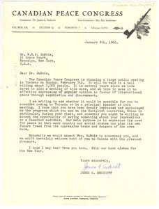 Letter from Canadian Peace Congress to W. E. B. Du Bois