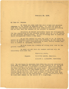 Circular letter from Du Bois Testimonial Committee to F. B. Ransom