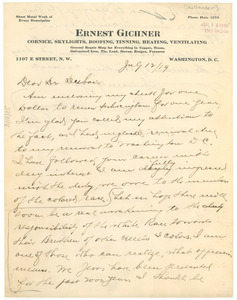 Letter from Hermon Hollander to W. E. B. Du Bois