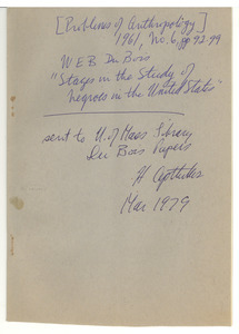 Stages in the study of Negroes in the United States