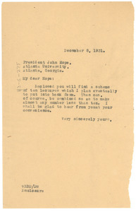 Letter from W. E. B. Du Bois to Atlanta University