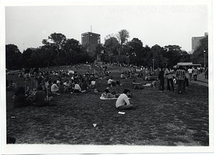 People lounging in the grass in Boston Common