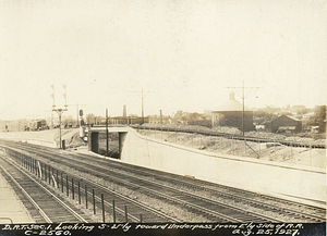 Dorchester Rapid Transit section 1. Looking southwest towards underpass from east side of the railroad