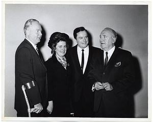 Mayor John F. Collins with Mary Collins, Mike Douglas, and Pat O'Brien