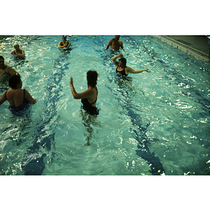 Adult water aerobics class