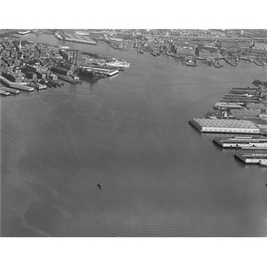 Boston Harbor, left to right, North End, Navy Yard, East Boston, Boston, MA