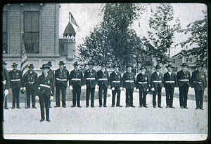 G.A.R. pose in front of Saugus Town Hall