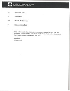 Memorandum from Mark H. McCormack to Robert Kain