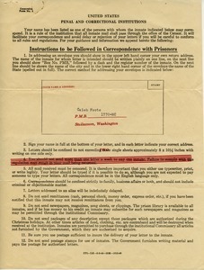 Instructions to be followed in correspondence with prisoners