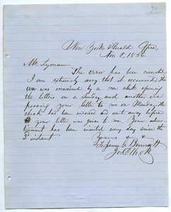 Letter from Joseph Elliot to Joseph Lyman