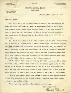 Letter from Paul A. Palmer to Frank Lyman