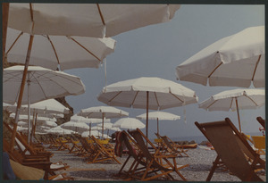 Beach umbrellas at noon