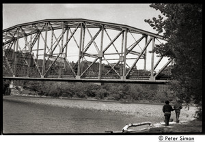 Steel truss bridge over the Connecticut River, heading into Brattleboro, Vt.