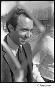 Attorney General of New Hampshire David Souter seen behind a chainlink fence during the occupation of Seabrook Nuclear Power Plant