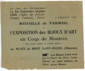 Ticket to see an art exhibition at Le Mont Saint-Michel