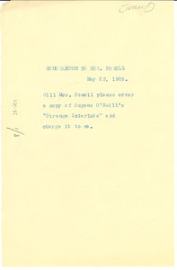 Memorandum from W. E. B. Du Bois to Leah Powell