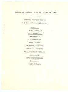 Officers proposed for 1954