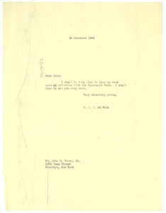 Letter from W. E. B. Du Bois to John S. Brown, Jr.