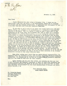 Letter from Anson Phelps-Stokes to Frederick P. Keppel