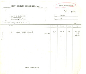 Invoice from Mainstream to W. E. B. Du Bois