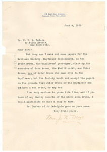 Letter from Mrs. J. N. Deyo to W. E. B. Du Bois