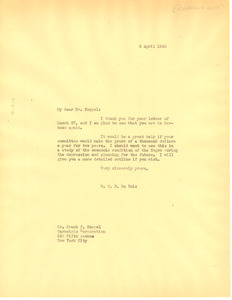 Letter from W. E. B. Du Bois to Carnegie Corporation