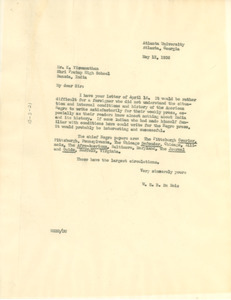 Letter from W. E. B. Du Bois to K. Viswanathan