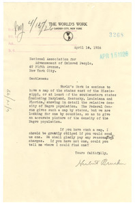 Letter from The World's Work to the NAACP