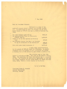Memo from W. E. B. Du Bois to Rufus E. Clement