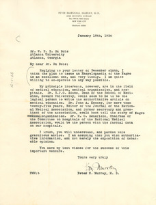 Letter from Peter M. Murray to W. E. B. Du Bois