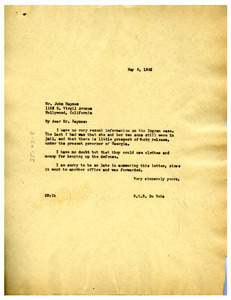 Letter from W. E. B. Du Bois to John Haynes