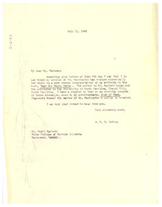 Letter from W. E. B. Du Bois to Basil Mathews