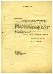 Letter from W. E. B. Du Bois to New Yorker