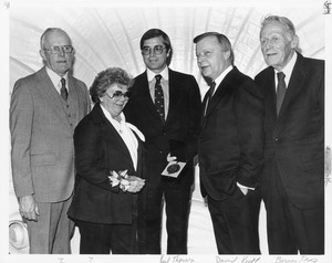 David C. Knapp, Frederick Sherman "Barney" Troy, Paul Theroux with unidentified man and woman