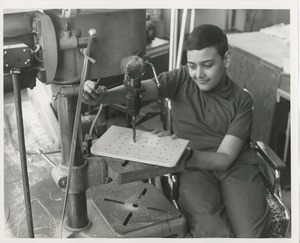 Luis Damilano using bandsaw