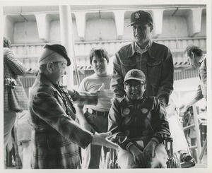 Boy in wheelchair and clown