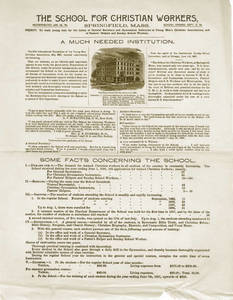 A flyer of the School for Christian Workers, 1887