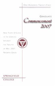 Springfield College Graduate Commencement Program (2007)