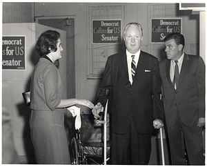 Mayor John F. Collins with Massachusetts Representative Marie Howe and Massachusetts Senator Denis L. McKenna