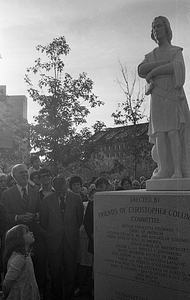 Statue unveiling at dedication of Christopher Columbus Park