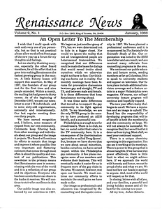 Renaissance News, Vol. 2 No. 1 (January 1988)