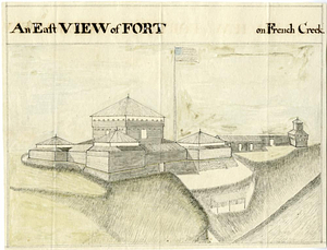 An east view of Fort [Franklin] on French Creek