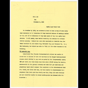 Memorandum from Joe to OPS and MS about early land field work on Humboldt Ave., Hollander St. and Townsend St.