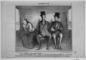 - Il me semble que nous allons dérailler!....... - Vous avez peur en chemin de fer?.... moi pas..... ma vie est assurée pour cent mille francs.... je ne serais même pas fâché qu'il nous arrivât un accident pour pouvoir me faire payer une indemnité par ma compagnie.....