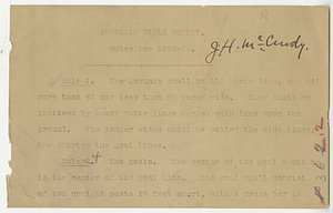 American field hockey rules 1899-1900, by James Huff McCurdy