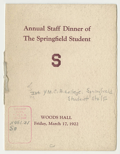 Annual staff dinner of The Springfield Student (March 17, 1922)