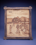 Illustrated scene of Panchimalco, El Salvador on leather