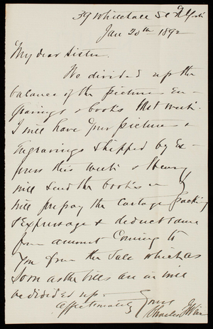 Charles Weir to Thomas Lincoln Casey, January 20, 1892